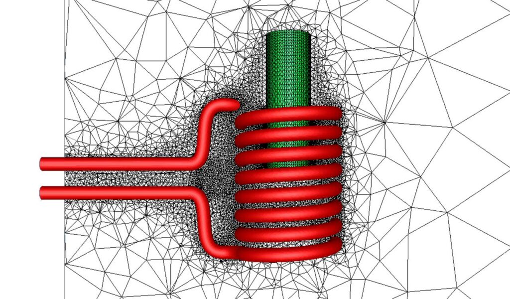 CM2 TetraMesh® Iso - Air, Heating inductor and billet - Solid mesh (tetrahedrons)