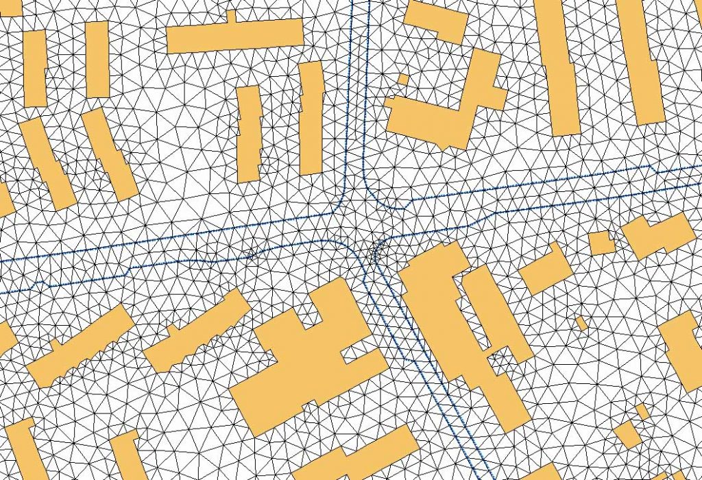 CM2 TriaMesh Iso - City Blocks - Isotropic All Triangle Mesh - courtesy ITWH GmbH