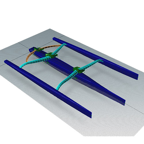 Trimaran Sailboat - FEA quadrilateral mesh